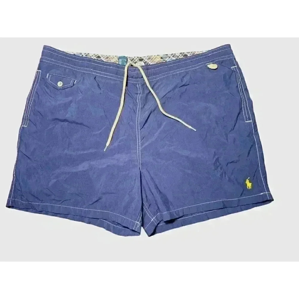 Vintage Polo Ralph Lauren Swim Trunks Mens XXL Navy Blue Bathing Suit Shorts - Picture 10 of 10